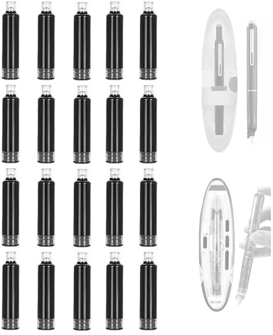 lmoikesz 20 cartuchos de tinta DS-1784 para pluma estilográfica retráctil, recargables, suaves y fáciles de reemplazar, de secado rápido, compatibles con bolígrafo DS-7158/DS-784, negro imborrable
