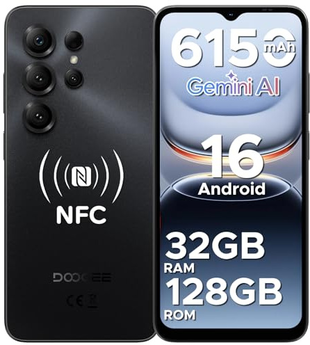 DOOGEE Note 56X Pro Mobile Phones, Newest Android 16 Smartphone with Gemimi AI, 6150mAh, Ultra-Slim 6.56 HD+ 90Hz, 32GB+128GB/TF 2TB Android Phone, SIM Free Mobile Phone Unlocked, Face ID/OTG/NFC/GPS