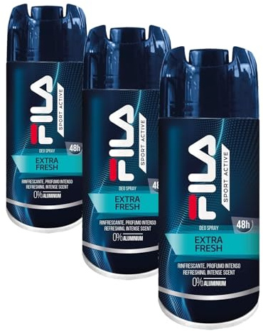 Fila, Deodorante Uomo Sport Active Extra Fresh, Sensazione di Freschezza Intensa, Deodorante Spray con 48 Ore di Protezione, Protezione Senza Alluminio, Confezione da 450ml