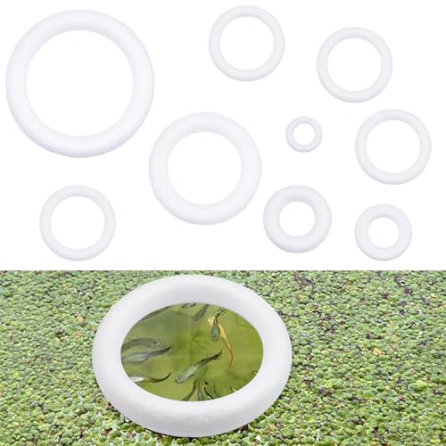 9 anillos flotantes para plantas de acuario, anillo de espuma, flotador de corral para plantas, dispensador de alimentos para mantener separadas plantas flotantes (6 tamaños)