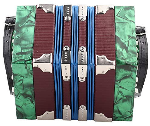 Socobeta Accordéon à 20 Boutons, Instrument de Musique Concertina ABS Léger avec Sangles Réglables, Sac de Transport (Verte)