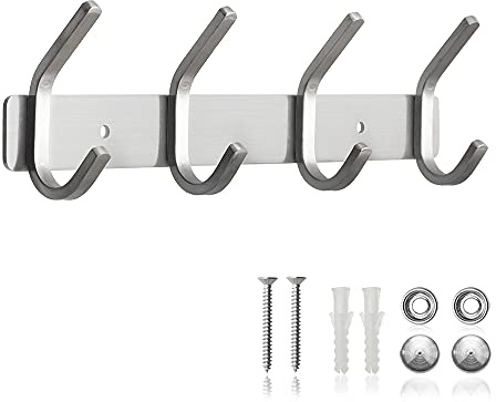 ERWEY Appendiabiti da Parete, Attaccapanni da Muro, Appendiabiti in Acciaio Inox, Attaccapanni Parete per Cameretta, Ingresso, Cucina, Bagno