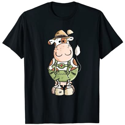 Bayrische Kuh mit Lederhose und Trachtenhut T-Shirt