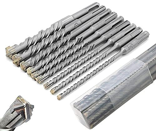 Donken SDS Drill Bit Set, Wood Metal Drill Bit Set, 9PCS (5mm~16mm) Cross Drill Bits SDS-Plus Electric Hammer Impact Drill Bit for Drill Holes in Concrete, Ceramic Tile, Stone, Plastic