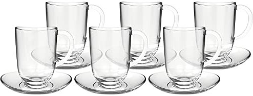 Leonardo Napoli Latte Macchiato-Tassen und Unterteller 12er Set, spülmaschinengeeignete Kaffee-Gläser mit passenden Untertassen, 380 ml 14 Ø 024215