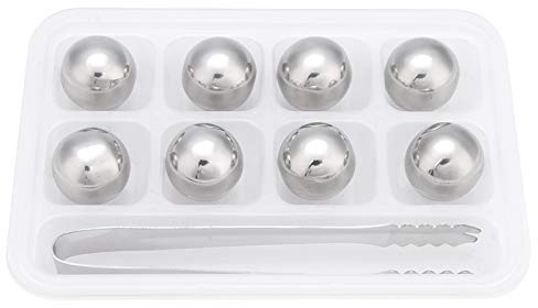 Enfriador de Vino, Esferas de Hielo de Acero Inoxidable, Enfriador de Vino, Whisky, Bebidas, Piedras, Rocas con Pinzas(Bola redonda)