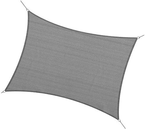 Outsunny 5 x 4m Sun Shade Sail HDPE Rectangle Canopy Outdoor Sunscreen Awning with Mounting Ropes for Garden, Patio, Party, UV Protection, Charcoal Grey