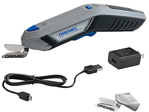 Dremel 4V Cordless Electric Scissors with USB Rechargeable Battery and Two Blade Attachments - Ideal for Cutting Cardboard, Fabric, and Paper, HSSC-01