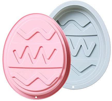CANDeal Lot De 2 Grands Moules en Silicone pour ?ufs De Pâques, Moule à Chocolat De Grande Taille pour La Cuisson des Desserts, Gâteau à La Mousse De Bonbons, Gelée Au Fudge