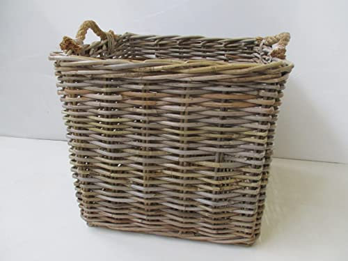 cesto porta legna vimini in giunco cm 51x51x47 h con manici cm 49 molto robusto porta biancheria pellet camino