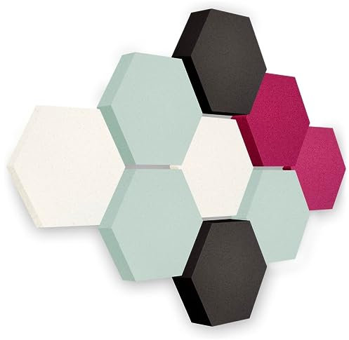 platino24 Akustikpaneele 9 Elemente Edition LOFT 3D I Ø 300mm Akustikplatten Schalldämmung Wand & Decke I Akustikschaum Schall-Absorber aus Basotect 30-70mm mit farbiger Akustikbeschichtung