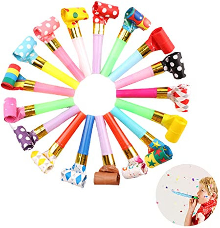 100 Stück Luftrüssel Tröte Pfeife, Geburtstagsfeier Pfeifen, Mehrfarbig Party Gebläse, Partytröten Luftrüssel fur Kinder Party, Weihnachten, Bankett (Farben zufällig)