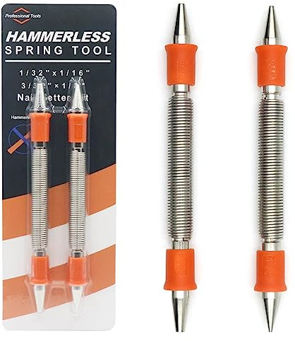 2-Piece Dual Head Nail Setter Kit, Hammerless Nail Set Trim Pak for Wood