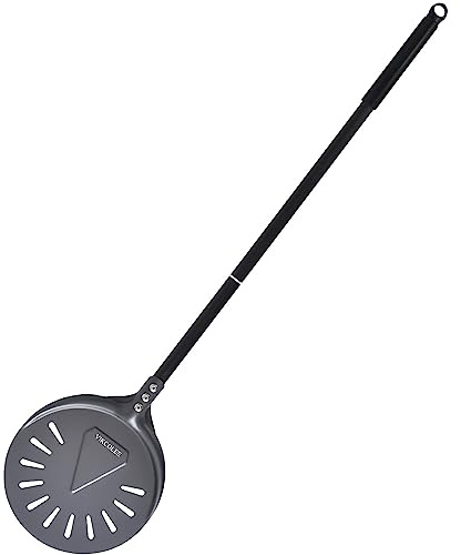 VIKCOLEE Turning Pizza Peel, 8 Inch with 25 Inch Handle Round Pizza Turning Peel, Professional Anodized Aluminum Turning Pizza Spatula, 33 Inch overall
