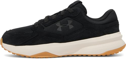 Under Armour Men's Edge Suede, Men's Trainers with Breathable Mesh Upper and Suede Overlays, Gym Shoes with Ortholite Sockliners,Black/Stone/Black,7.5