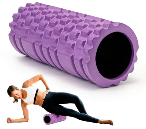 Krightlink Foam Roller for Muscle Massager, Patented 13 High Density Exercise Roller for Muscle and Myofascial Trigger Point Release, Yoga, Back Roller for Fitness, Yoga (Purple)