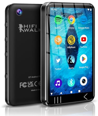HIFI WALKER G7 Reproductor MP3 Android - Bluetooth WiFi, 144GB (16GB internal + 128GB), Spotify, Pantalla Táctil, Youtube