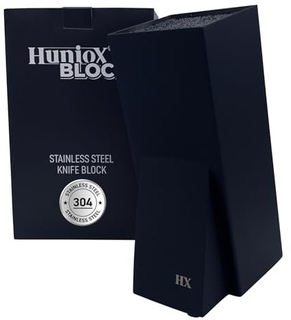 Huniox® Block - Ceppo Coltelli - Porta Coltelli - Ceppo Coltelli da Cucina - Porta Coltelli Cucina - Ceppo Portacoltelli Vuoto - Portacoltelli da Cucina - Ceppo Universale Coltelli (Black)