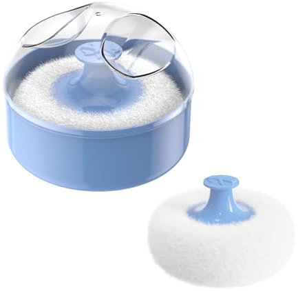 Puderdose Puderquaste,Puderquaste Körperpuder mit Puderdose Kasten Leer,Blau Puderdose Leer Kunststoff mit Puff,Tragbarer Körperpuder Staubpuderdose mit Flusenquaste,für Zuhause und Reisen