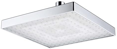 YIWEOG Shower Sprayer LED Rainfall Shower Head Square Shower Head Automatically RGB Color-Changing Temperature Sensor Showerhead for Bathroom