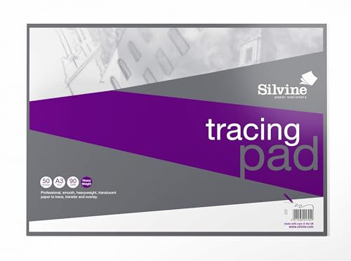Silvine A3 Professional Tracing Pad. 50 Sheets of Quality Heavyweight Tracing Paper (90gsm) (A3)