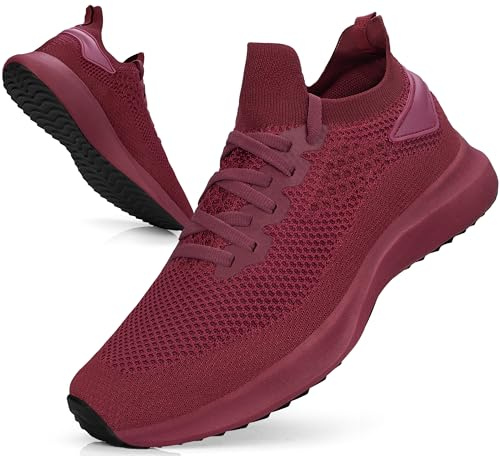 Giniros Zapatillas de Deportivas Hombre Ligeros Transpirables Zapatillas Running Bambas Sneakers Correr Jogging Caminar Casual Atlético Tenis Fitness Gym Rojo Puro 42EU