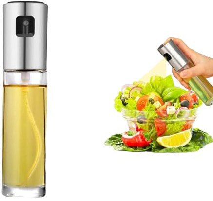 Pulverizador aceite cocina 100ml cristal - Dispensador antigoteo para freidora de aire, parrilla, ensaladas - Aceitera Spray para aceite, vinagre, limón, salsa de soja - Accesorios de cocina