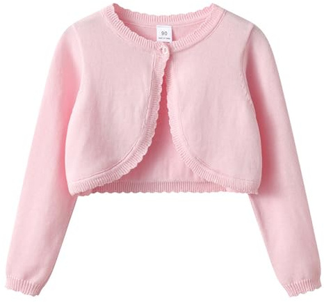 Mjjsk Cardigan tricoté à manches longues ouvert sur le devant pour filles avec un seul bouton pour fête de mariage, manteau pour enfants, décontracté, mode en tricot doux, rose, 11-12 ans