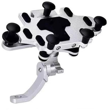 Soporte De Navegación para Teléfono Móvil con Ajuste Giratorio De Aleación Mejorado 2024 Soporte Amortiguador para Motocicleta Y Bicicleta. Soporte navegación(H97 Silvery)