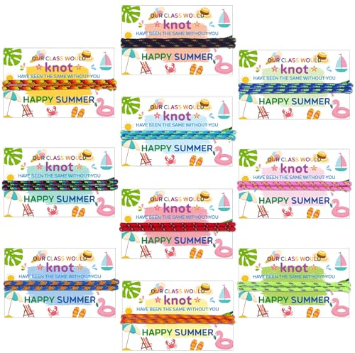 XIESUNUN 30 Set End of Term Gifts for Children ,School Leavers Gifts for Students from Teacher, 30 Set Adjustable Graduation Rope Bracelet with Cards for Kids,Class of 2026 Graduation Souvenir