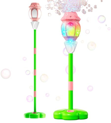 Máquina De Burbujas De Pie - Máquinas Automáticas De Burbujas para Niños | Juguetes Al Aire Libre con Control Remoto Ajustable con Música Y Luz para Fi-Estas, Bodas En El Patio Trasero (Rosa)