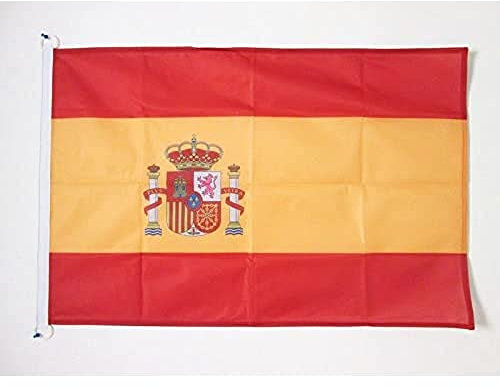 AZ FLAG - Drapeau Espagne Spécial Extérieur - 90x60 cm - Pavillon Nautique Espagnol En Maille Bloquée Avec Anneaux Plastiques Intégrés - 80g