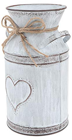 Happyyami 1pc Vintage Galvanized Milk Can, Heart-shaped Flower Jug Bucket Iron Plant Holder Flower Pitcher Vase for Home Weddings Garden Decor