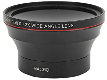 Wide Angle Camera Lens, 49mm 0.43x Wide Angle Attachment Lens with Macro Lens,Lens Cover,Compatible with Lenses With 49Mm/2.0In Thread Caliber,82mm/3.2in Filter