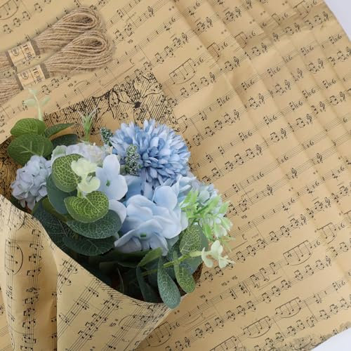 CHSEROK 20 Piezas 50 x 70cm Papel de Regalo, Papel de Embalaje de Regalo Música, Papel para Envolver Regalos con Cuerda, se Puede Utilizar para Envolver Flores, Libros, Regalos