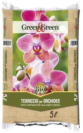 Terriccio Orchidee Universale per Tutte le Varietà Pronto all'uso per Fioriture Prolungate Corteccino Selezionato 8-15mm Confezione 5 Litri 2kg