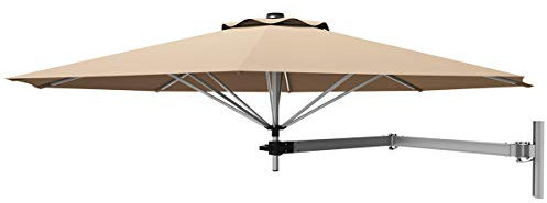 RELAX4LIFE Parasol Muralφ2,4m, Parasol de Terrasse à 8 Baleines &Angle Réglable Résistant aux UV & Imperméable, Parasol pour Jardin Terrasse Marché Fête (Beige)