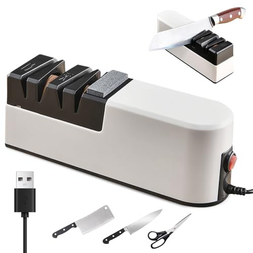 WIYETY Elektrischer Messerschärfer, Diamant Messerschärfe mit 4 Modi, Scherenschleifer mit Umschaltknopf, Raue und FeineKnife Sharpener für Scheren, Küchenmesser, Obstmesser