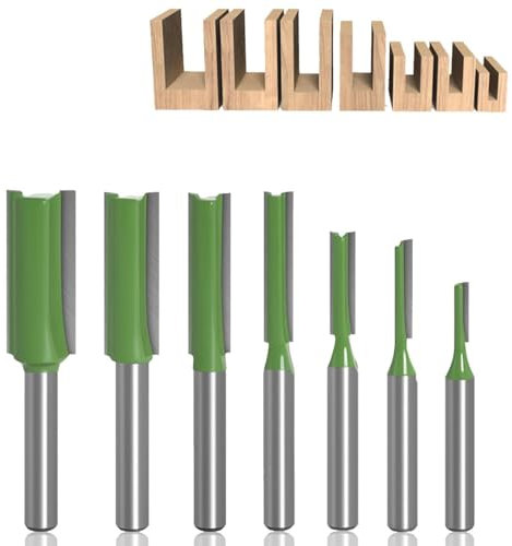 KEWAYO 7 frese per fresa superiore da 6 mm, set di punte dritte, fresa per scanalature, per fresa per legno, fresa per legno (3 mm - 12 mm)