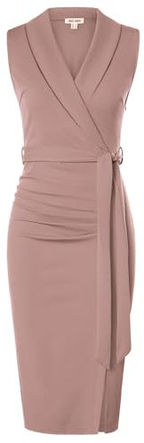 GRACE KARIN Robe de Cocktail sans Manches pour Femmes, Robe mi-Longue Vintage d'été, Moulante, Rose foncé, Tenue de Travail, Taille 38