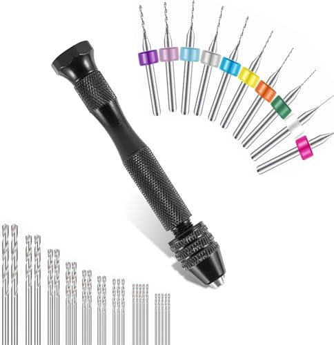 Jyvlucient Pin Vise Hand Drill Precision 36PCS Mini Hand Drill Bit Set Micro Mini Twist Drilling Bits 0.5-3mm and PCB Drill 0.1-1mm for Model Making Electronic Drilling Holes Woodworking Jewelry DIY