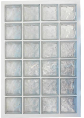 Pannello prefabbricato con cemento idrofugato, uso verticale | N. 24 blocchi di vetro (4x6) mm 190x190x80 ondulato trasparente | Dimensione 870X1270 mm | Unità di vendita: 1 pannello
