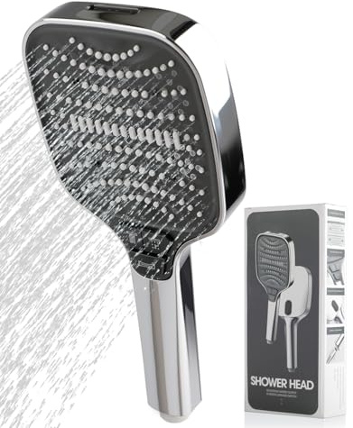 Duschkopf mit Hohem Wasserdruck, Handbrause Dusche mit 8 Strahlarten, 26.5 * 12cm Handbrause Duschkopf Gross, Duschbrause für Duschkopf Wassersparend, Hautfreundlich Brausekopf Silikon Dusche