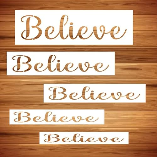 Believe Stencils for Painting Large Believe Stencil Templates for Chalkboard Wood Crafts Signs Home Front Door Mat Decorations Letter Stencils for Painting on Wood