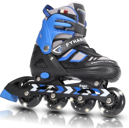 Patines en Línea para Niños/Jóvenes y Adultos, 4 tamaños Ajustables| Patines 4 Ruedas Niña para Niños para Uso en Interiores y Exteriores (Azul, S (30-33 EU))