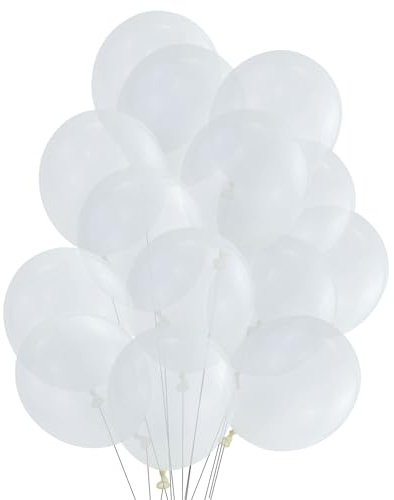 65 stycken 30 cm (12 tum) ballonger, transparent helium, genomskinliga latexballonger Ø 30 cm, klara ballonger, heliumballonger för fester, festivaler, barnfödelsedagar