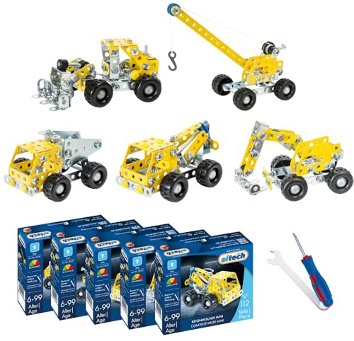 Eitech Juego de construcción de metal – Mini vehículos de construcción (5 unidades)