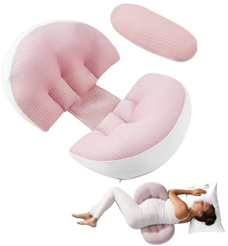 HoldOneLight Maternity Pillow for Pregnant Women - Portable Pregnancy Sleeping Pillow, Wedge Body Pillows with Back, Belly & Waist Support (PINK)