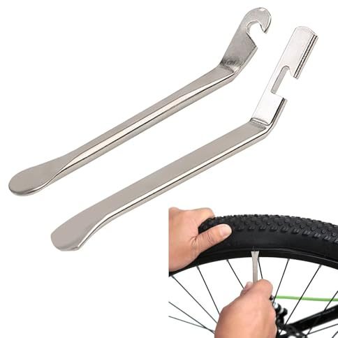 Bicycle Tyre Lever, 2 Pieces Metal Tyre Levers for Bicycle Tyre Change Tool, Bicycle Tool for Bicycles, Road Bikes and Mountain Bikes, 2 Styles (1 Piece Regular Style + 1 Piece Wider Style)