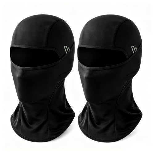 NOVEINN 2Pcs Summer Balaclava for Men/Women, UPF50+ UV Protection, Breathable and Cooling Balaclava with Glasses Holes for Motorcycle, Cycling, Fishing or Hiking Outdoor Sports Black
